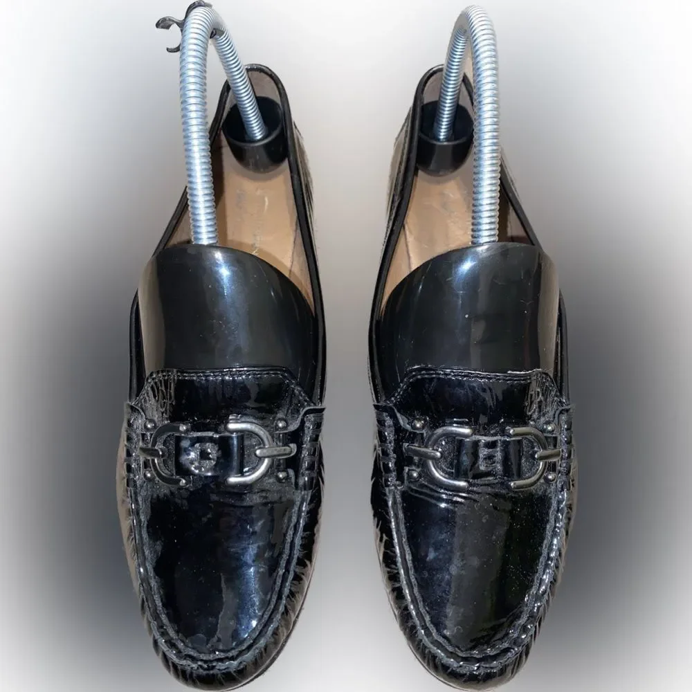 Donald J. Pliner Women’s Size 7.5 Black Leather Buckle Loafers